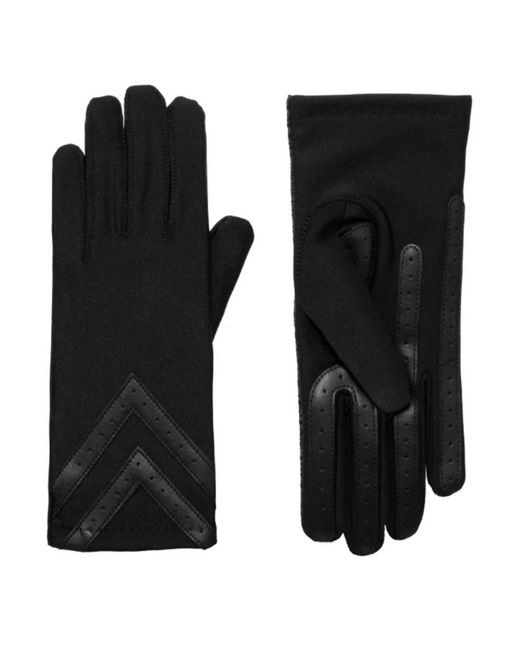 Isotoner Black Smartdri Smartouch 3 Button Length Chevron Gloves