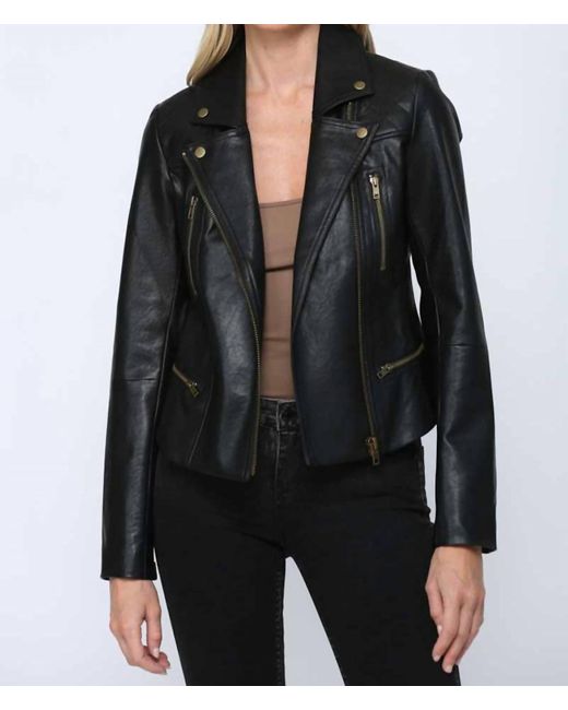 Fate Quilted Shoulder Faux Leather Biker Jacket in Black | Lyst