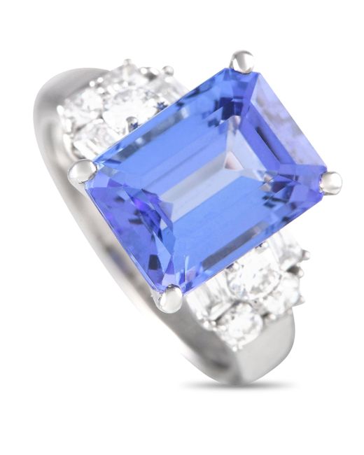 Non-Branded Blue Lb Exclusive Platinum 0.60ct Diamond And Tanzanite Ring Mf30-041924