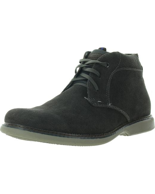 Nunn Bush Black Otto Faux Leather Ankle Chukka Boots for men
