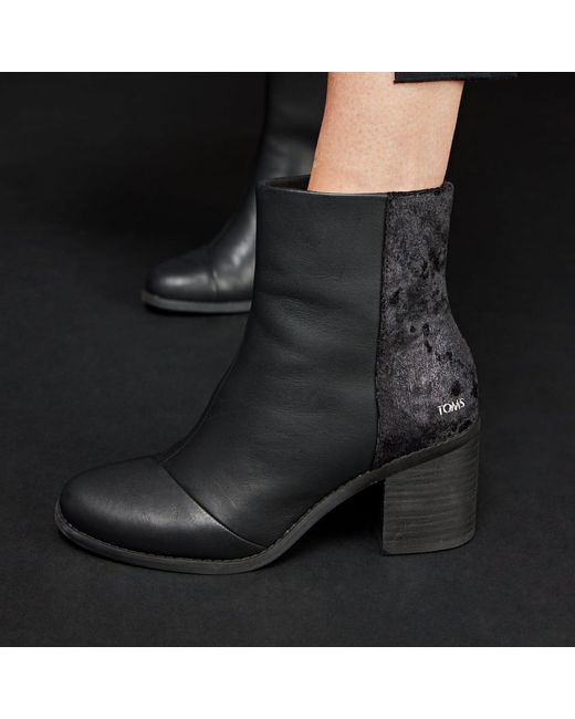 TOMS Black Evelyn Suede And Plush Foil Heeled Boot