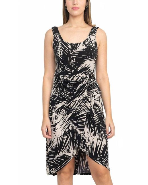 London Times Black Andi Printed Sleeveless Dress