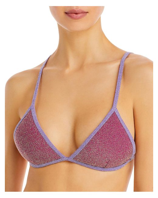 CAPITTANA Purple Olivia Metallic Triangle Bikini Swim Top