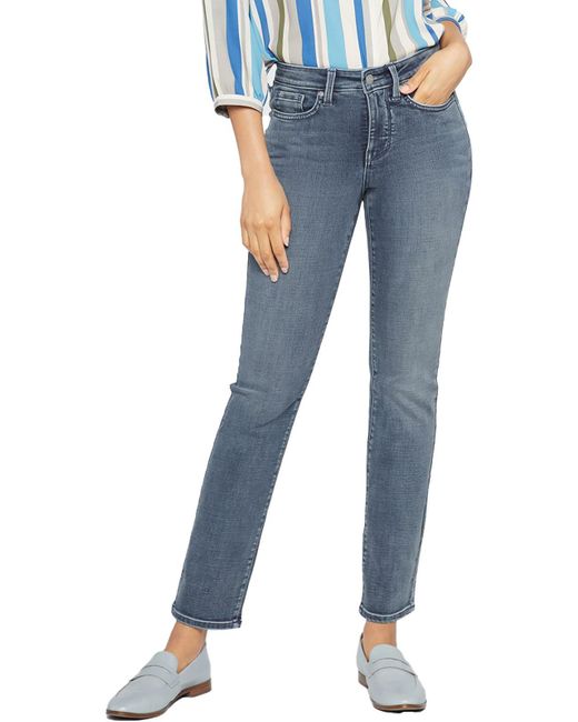 NYDJ Blue Sheri Mid-rise Medium Wash Slim Jeans