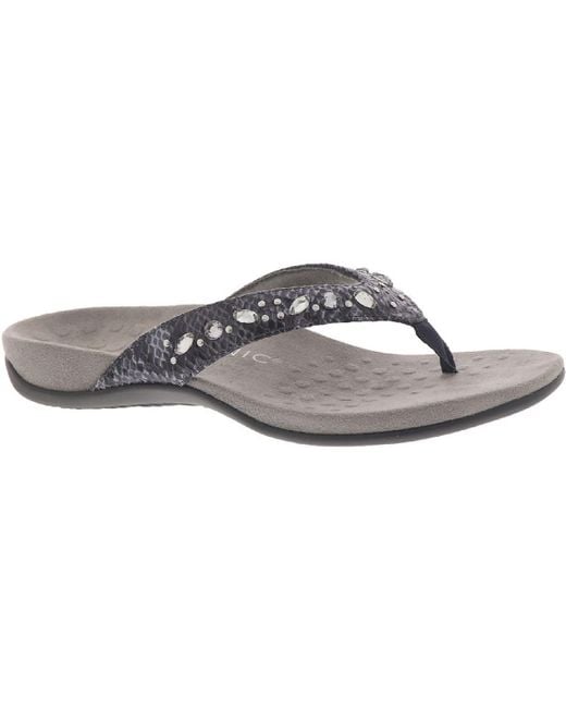 Vionic Brown Lucia Embellished Thong Sandals