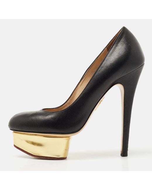 Charlotte Olympia Women's Brown Leather Dolly Platform Pumps