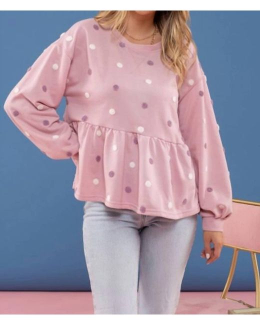 Blu Pepper Pink Pom Pom Knit Top