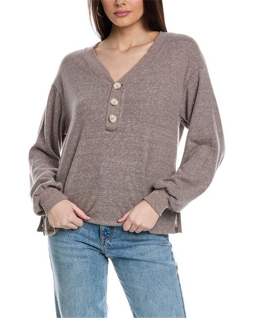 Project Social T Gray A Little Obsessed Cozy Henley Top