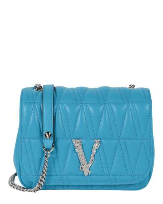 Versace Virtus Quilted Evening Bag in Blue | Lyst