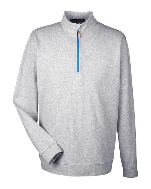 Devon & Jones Gray Drytec20 Performance Quarter-Zip Pullover for men