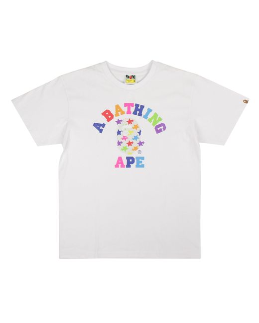 A Bathing Ape Colored And White Abc Rainbow T-shirt for men