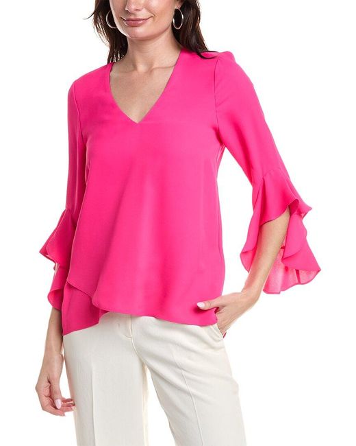 Vince Camuto Pink Flutter Sleeve Tunic