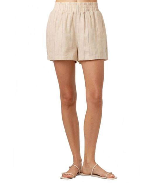 Sundays Natural Stripe Linen Fuller Shorts