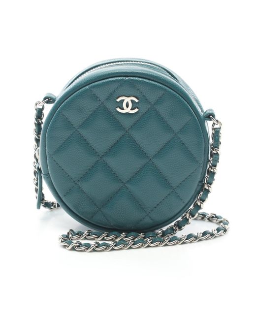 Chanel Green Matelasse Mini Classic Chain Shoulder Bag Caviar Skin Silver Hardware