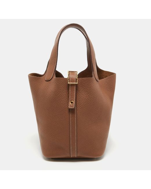 Hermès Brown Gold Togo Leather Picotin Lock 18 Bag