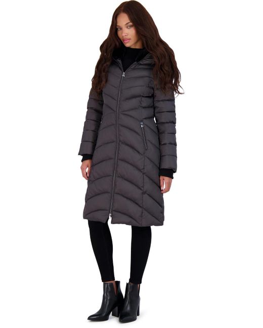 Laundry by Shelli Segal Slimming Long Puffer Jacket in Black Lyst