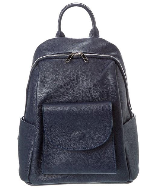 Italian Leather Blue Backpack