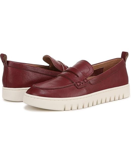 Vionic Red Uptown Loafer Leather Round Toe Comfort Shoes Zogg975