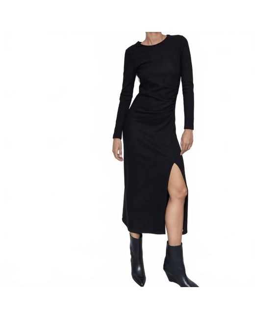 Closed Black Draped Midi Dress
