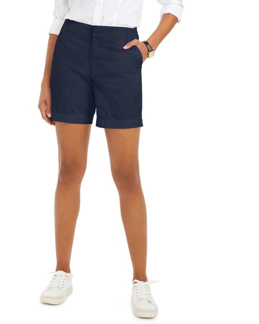 Charter Club Blue High Rise Solid Casual Shorts