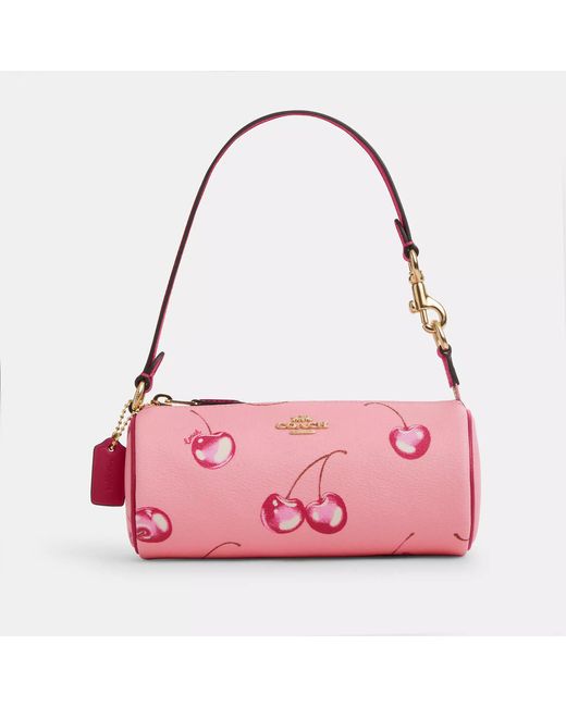 COACH Pink Nolita Barrel Bag With Cherry Print