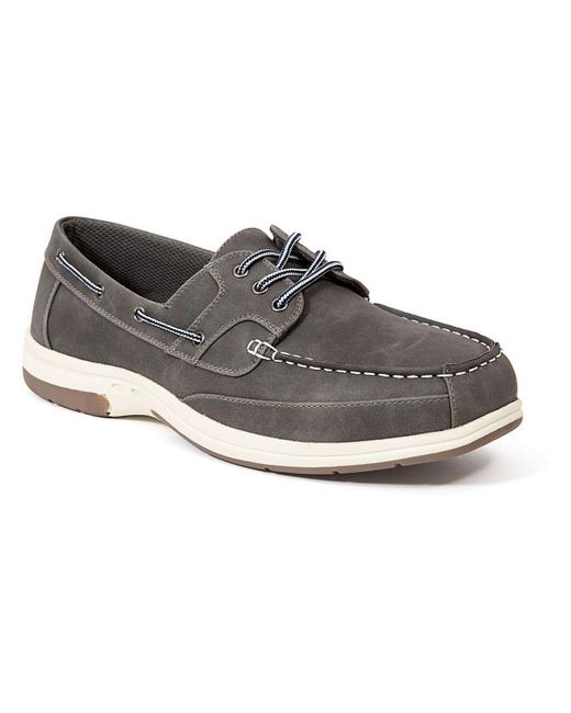 Deer Stags Gray Mitch Leather Slip On Boat Shoes for men