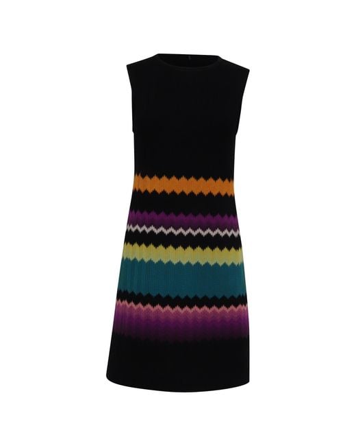 Missoni Black Zig-Zag Patterned Mini Dress