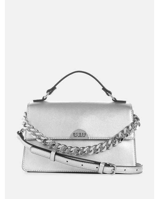 Guess Factory Vinna Mini Foldover Crossbody in Metallic Lyst