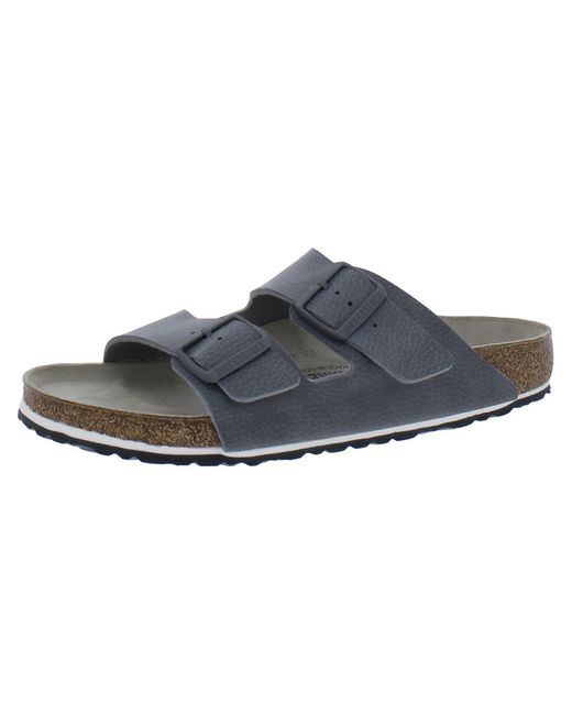 Birkenstock Blue Arizona Bs Leather Footbed Slide Sandals