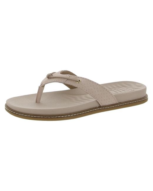 Sperry Top-Sider White Waveside Plush Suede Embellished Thong Sandals