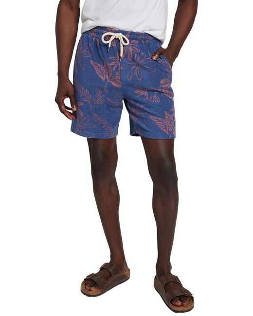 Faherty Brand Blue Cabana Towel Terry Sweatshort for men