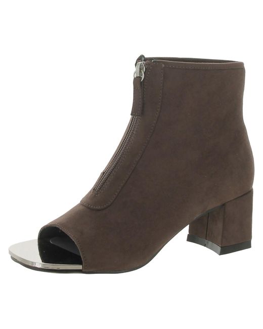 Bellini Brown Jaded Faux Suede Metallic Ankle Boots