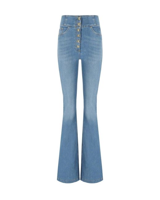 Elisabetta Franchi Blue High Waisted Jeans With Buttons