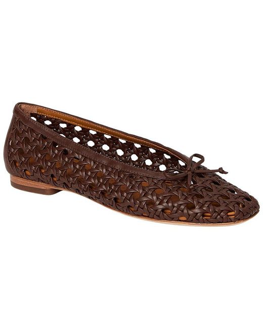 J.McLaughlin Brown Leonor Leather Basket Weave Flat