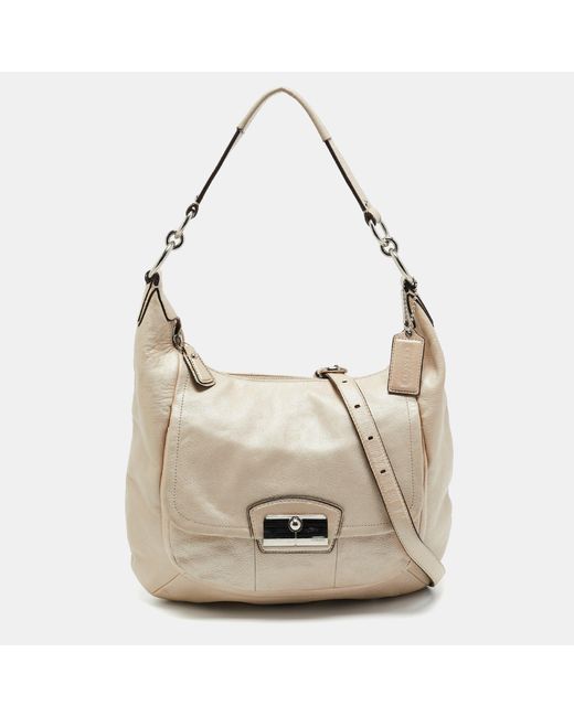COACH Natural Ivory Leather Kristin Hobo