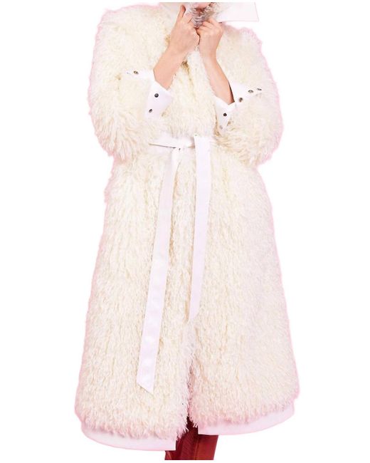 Jayley Pink Knitted Faux Shearling Coat