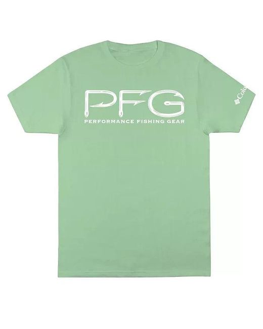 Columbia Green Pfg Hooks T-Shirt Light Graphic Short Sleeve Fts882 for men
