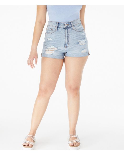 High-rise Curvy Denim Mom Shorts 