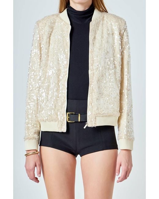 Endless Rose Blue Sequins Bomber Jacket