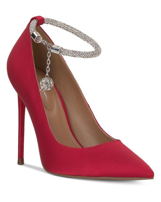 Jessica Simpson Red Sekani Padded Insole Satin Ankle Strap