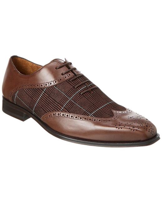 Mezlan Brown Printed & Leather Oxford for men