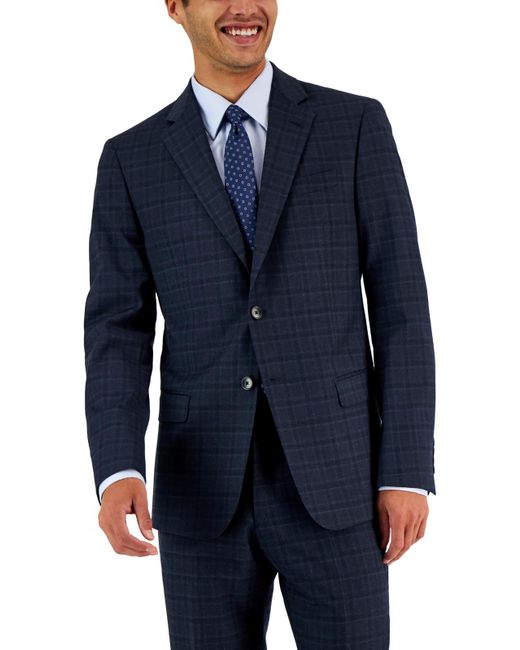 Armani Exchange Blue Wool Blend Plaid Two-button Blazer for men