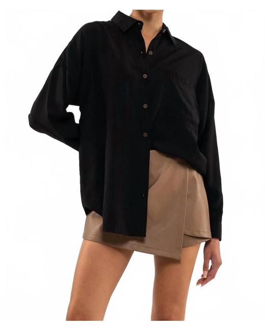 Blu Pepper Black Oversized Button-Down Shirt