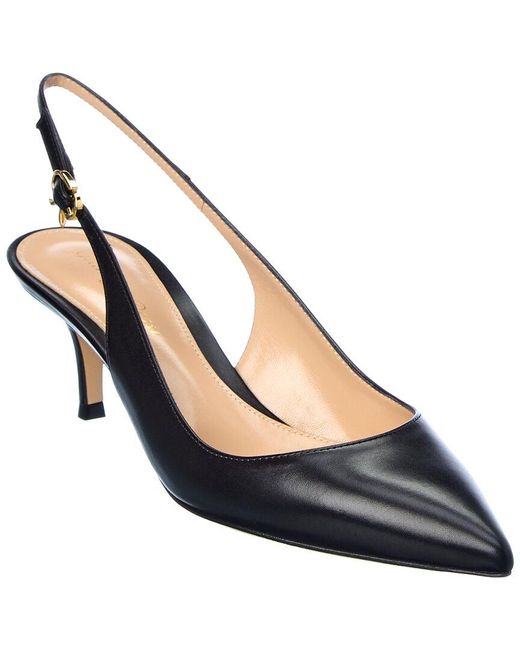Gianvito Rossi Ribbon 55 Leather Slingback Pump in Black Lyst