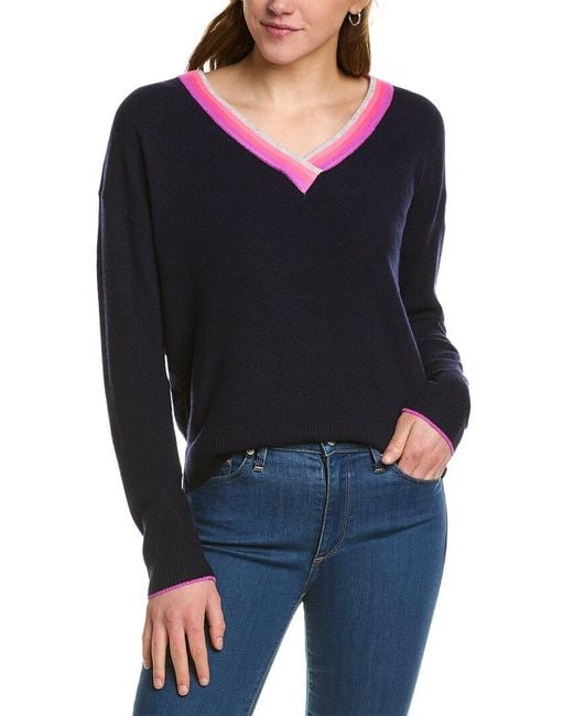 Lisa Todd Black Neon V-neck Wool & Cashmere-blend Sweater