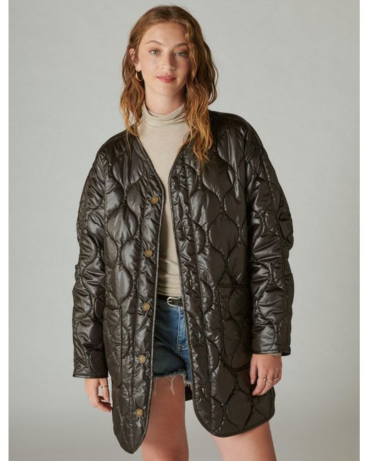Lucky Brand Brown Reversible Shine Quilted Liner Jacket