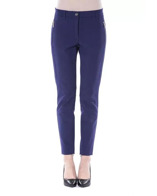 Byblos Blue Polyester Slim-Fit Pant
