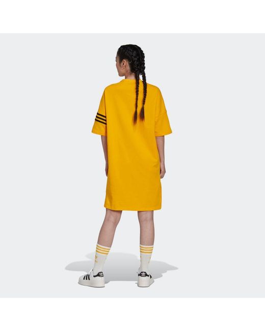 adidas Adicolor Neuclassics Tee Dress in Yellow | Lyst