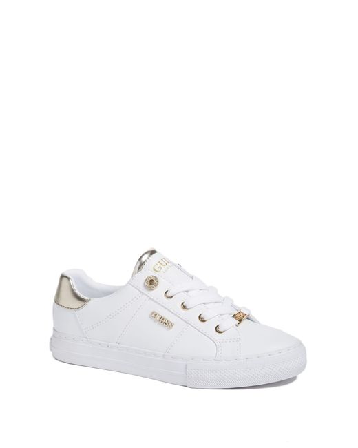 Guess Factory Look At Faux Leather Low-top Sneakers in White | Lyst