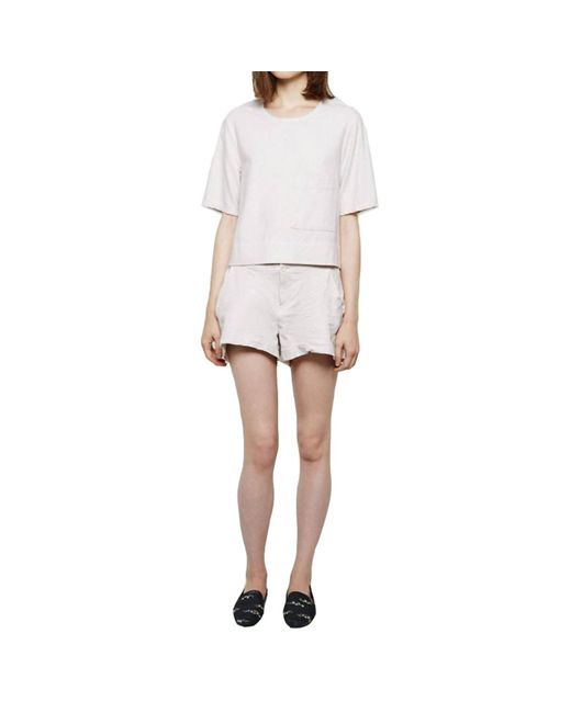 Raquel Allegra White Leather Combo Shorts